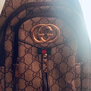 Gucci Beige and Brown Monogram Backpack
